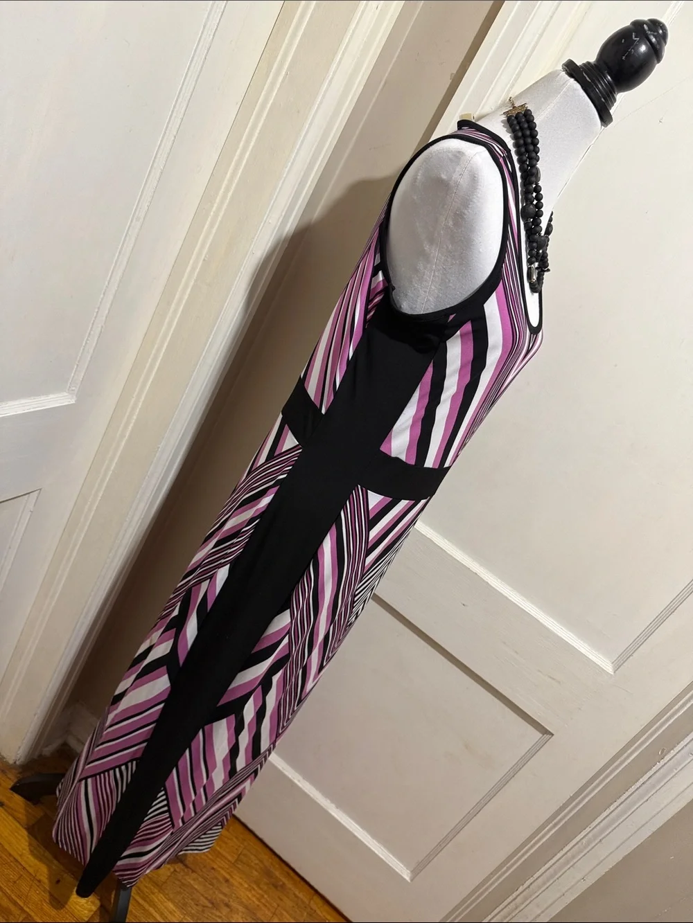 Michael Kors Black and Pink Geometric Maxi Dress